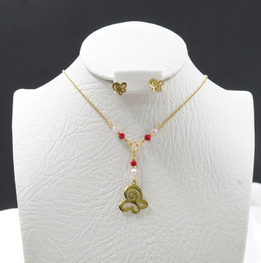 JUEGUITO CORBATIN MURANO MARIPOSA ROSADO